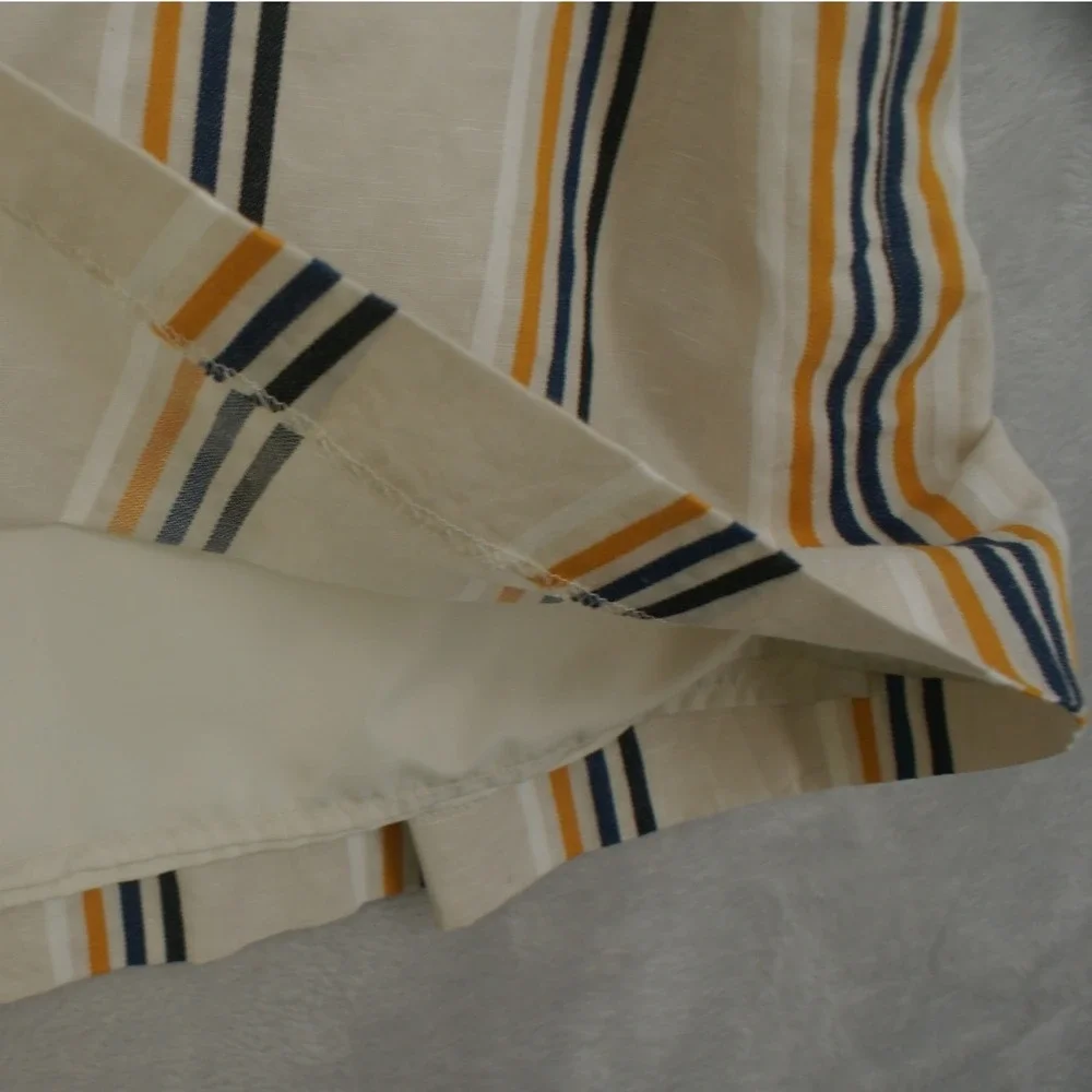 Who What Wear Womens 24W Striped A-Line Skirt Cotton Linen Blend CreamNavyYellow